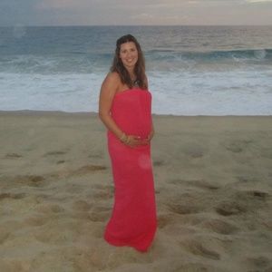 Strapless Coral Maxi Dress